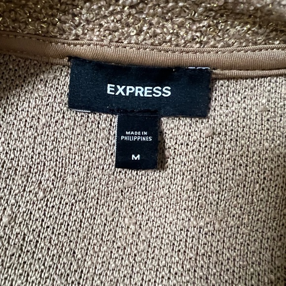 Express Metallic Gold Puff Sleeve Blouse - Picture 14 of 15